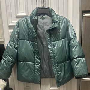 Zara Metallic Green Quilted Jacket